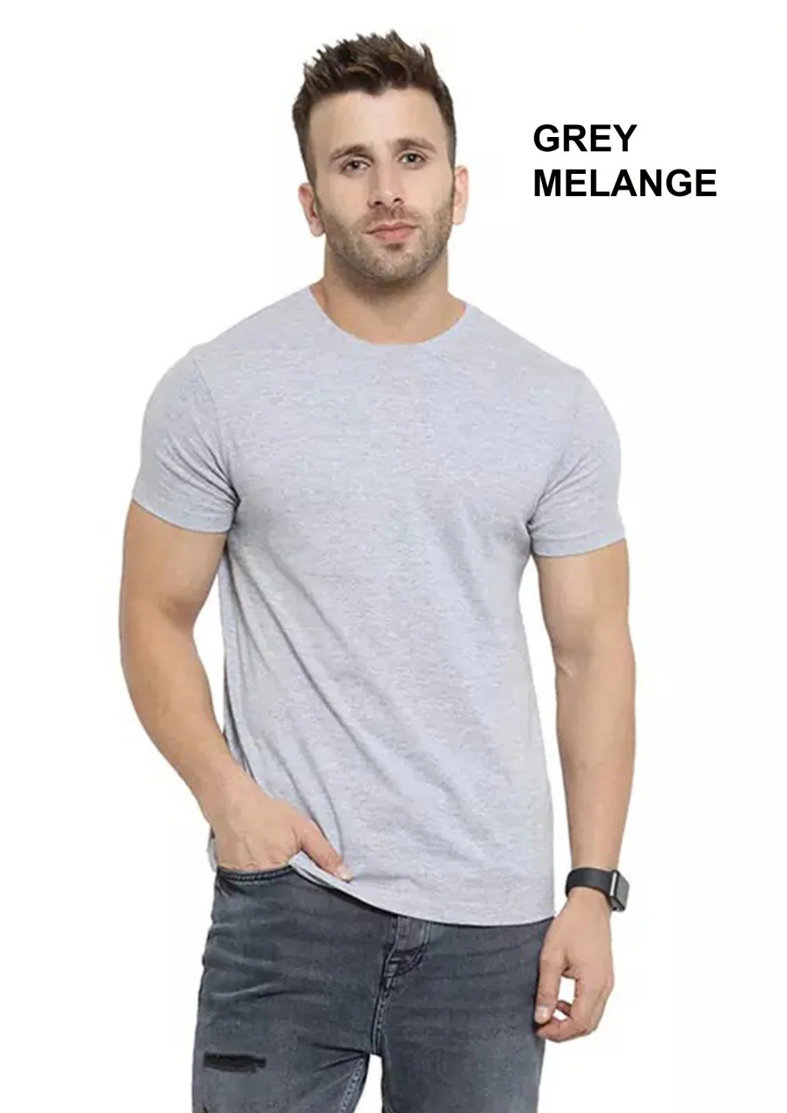 Round Neck Men's T-Shirts Double Biowash 180 GSM - View 4
